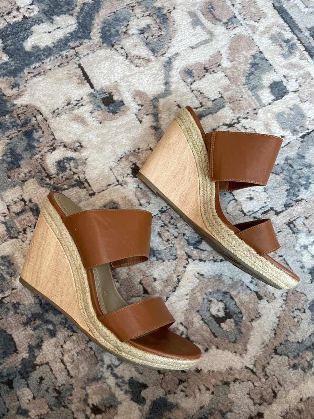 Impo Brown Double-Strap Slide Mules with Metallic Insole